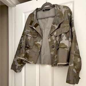 Zara Green Camouflage Utility Jacket